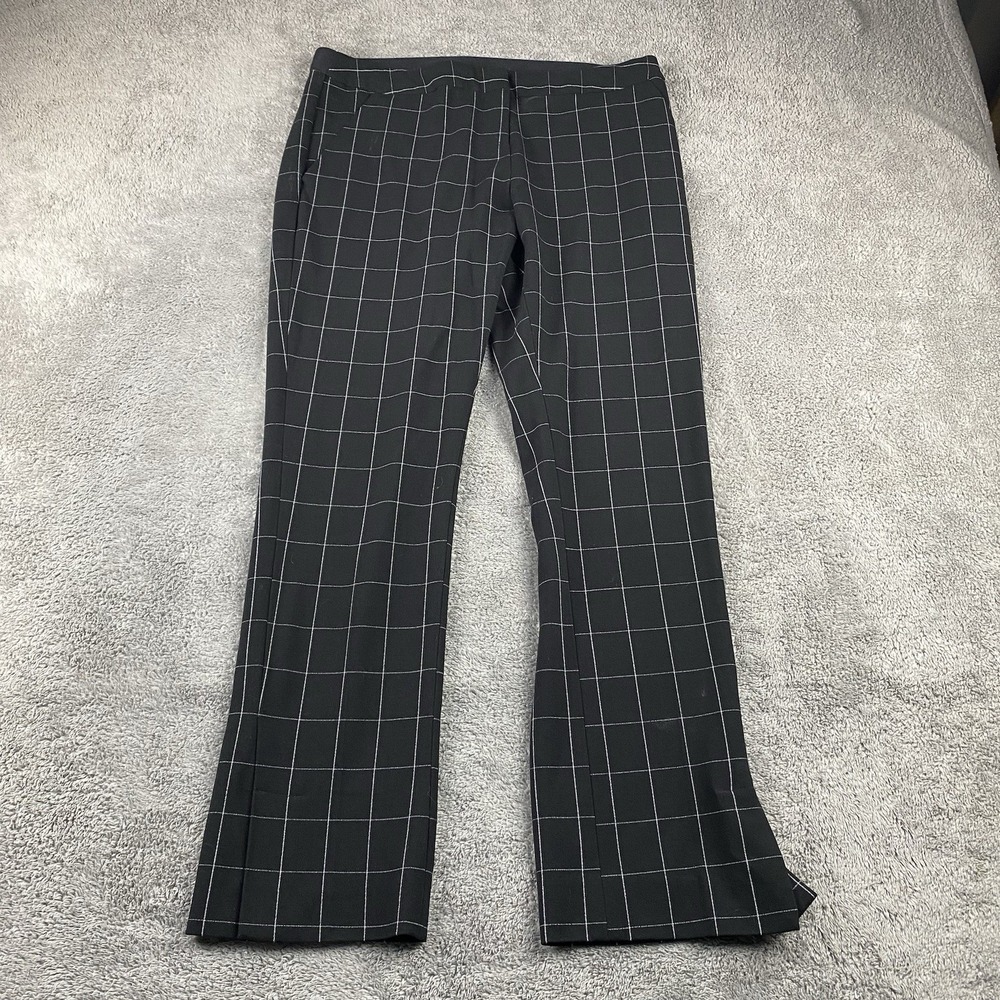 Amanda and Chelsea Stretch Knit Ankle Pants Womens 4‎ Black White Plaid Mid Rise